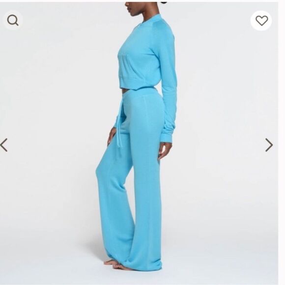 SKIMS Terry Modal Jersey Cyan Blue Cropped Jacket Medium - Picture 2 of 5